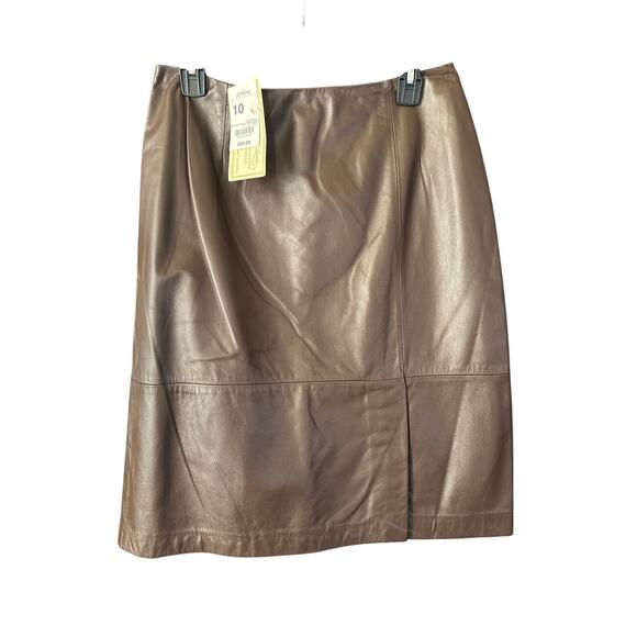 NWT Vintage Mix It Chocolate Leather Skirt – Size 10, Knee Length 90's Y2K - Picture 2 of 8